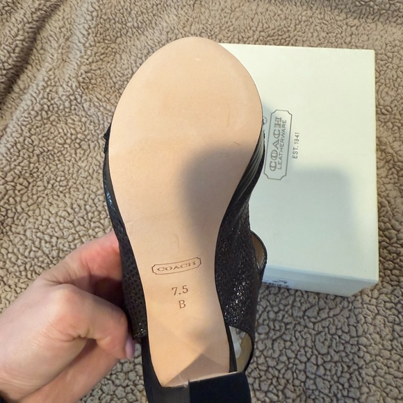 Coach Black Leather Buckle Slingback Heels - Picture 4 of 8